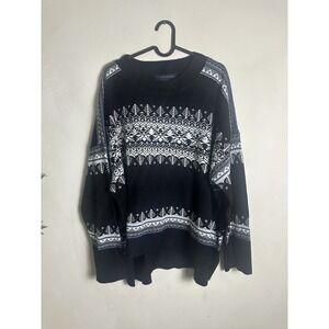 Tommy Hilfiger Sweater Womens XXL‎  Fair Isle Snow Flake High Low Long Sleeve
